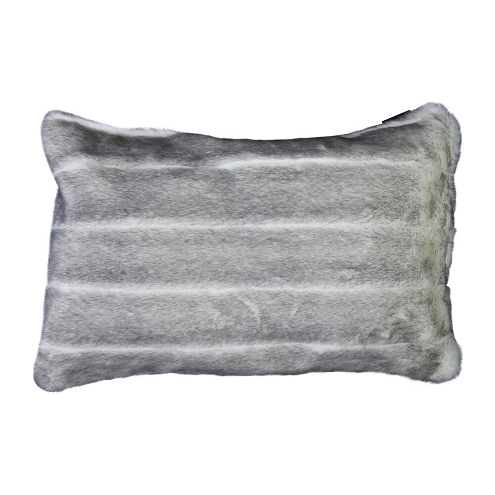 Světle šedý chlupatý polštář Tiara s proužky - 40*60*15cm Mars & More