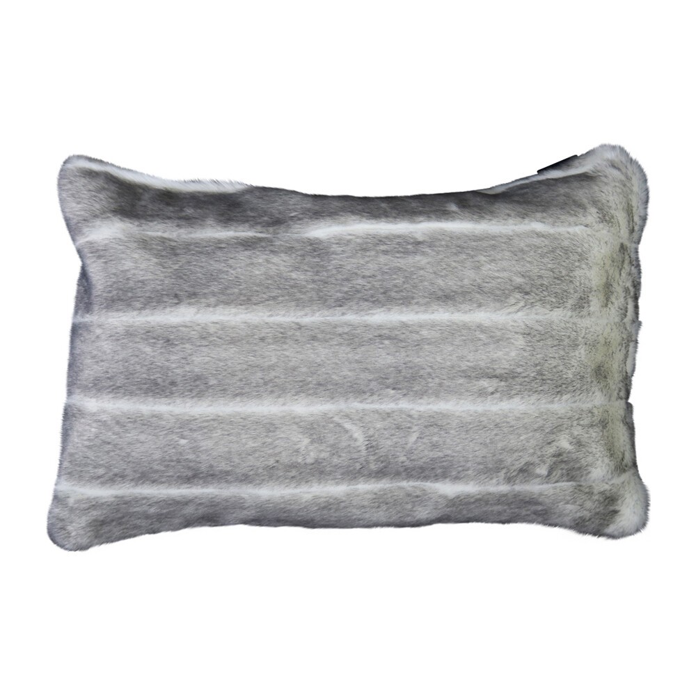 Světle šedý chlupatý polštář Tiara s proužky - 40*60*15cm