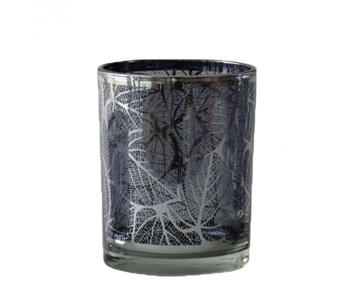 Tmavě šedý svícen Tree s motivem listů - 10*10*12,5cm Mars & More 