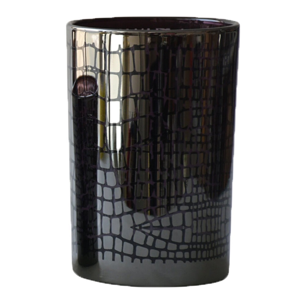 Černý lesklý skleněný svícen Mosa s mozaikou - 12*12*18cm Mars & More