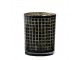 Černý skleněný svícen Mara na čajovou svíčku s motivem kostek - 10*10*12,5cm
