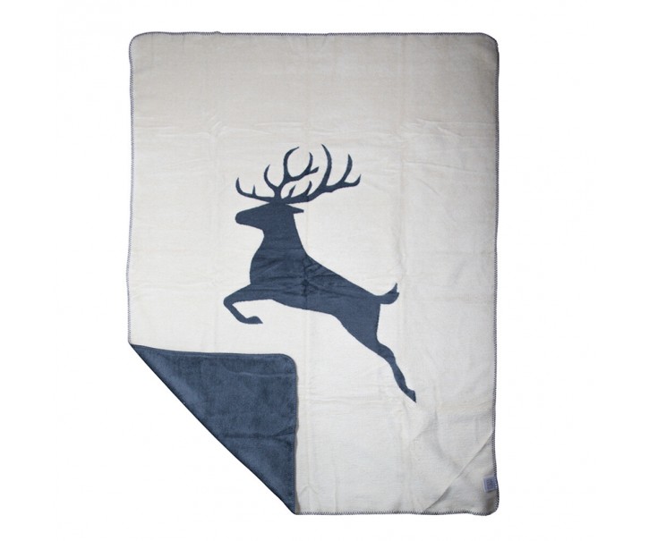 Černo šedá deka s motivem skákajícího jelena - 130*180*3cm