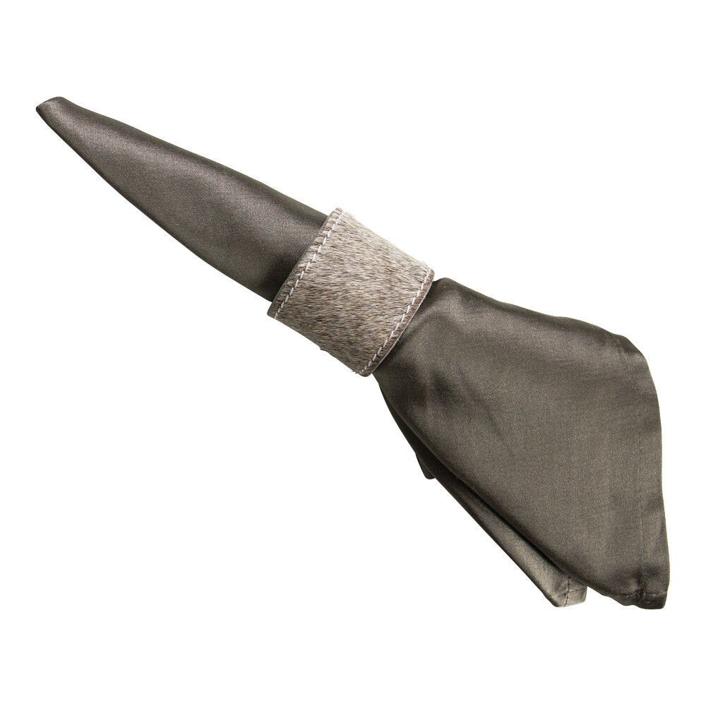 Kroužek na ubrousky z hovězí kůže Grey - 5*3cm