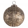 Hnědo zlatá zdobená vánoční koule s odřeninami a patinou - Ø 12 cm