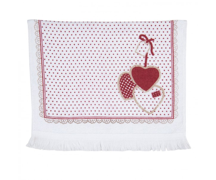Kuchyňský ručník s červenými srdci - 40*66 cm