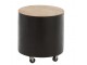 Dřevěný kulatý odkládací stolek na kolečkách - Ø 40*44cm