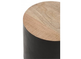 Dřevěný kulatý odkládací stolek na kolečkách - Ø 40*44cm