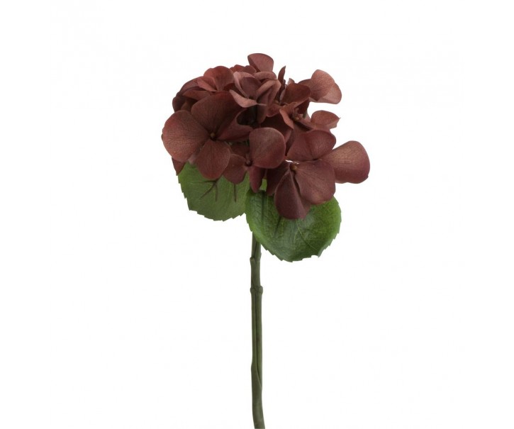 Hnědá dekorační květina Hortenzie - 12*32 cm