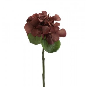 Hnědá dekorační květina Hortenzie - 12*32 cm