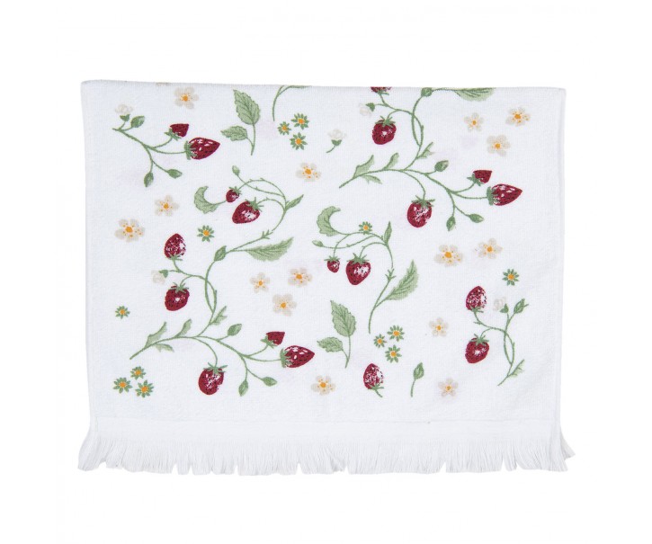 Bílý kuchyňský froté ručník s jahůdkami Wild Strawberries - 40*66 cm