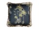 Černý sametový polštář s palmami a třásňovitým lemem - 45*45*10cm
