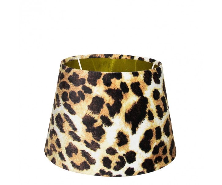 Sametové stínidlo s motivem leopardí kůže a zlatým vnitřkem - 18*25*h16cm