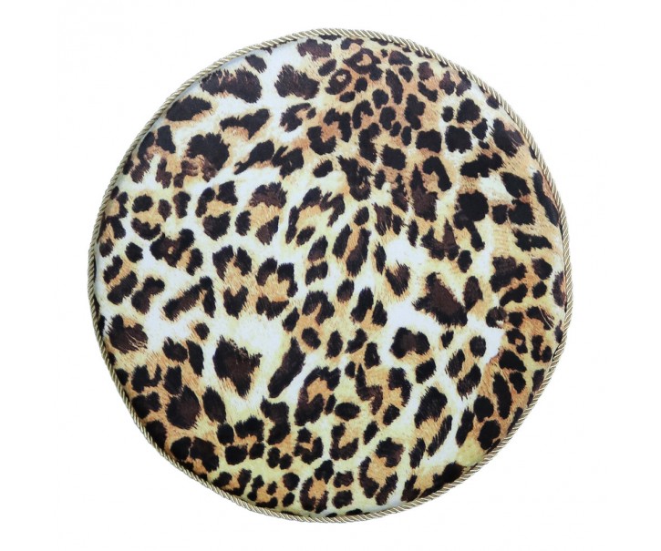 Kulatý sametový podsedák s motivem leopardí kůže - Ø 40*3cm