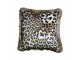 Sametový polštář s motivem leopardí kůže a zlatými třásněmi - 45*45*10cm