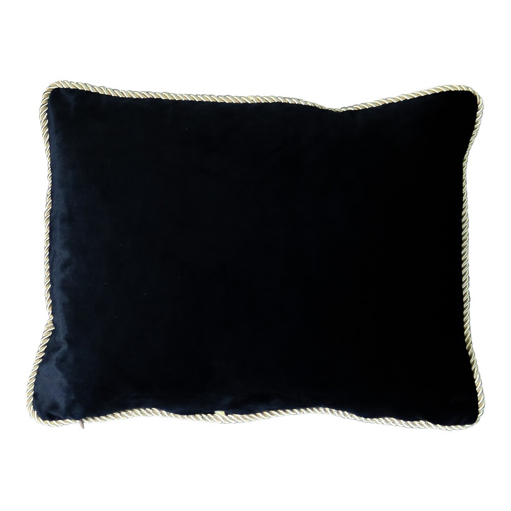 Černý sametový polštář se zlatým krouceným lemem - 45*35cm