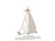Bílo hnědá dřevěná dekorativní loďka - 45,5*8,5*59 cm