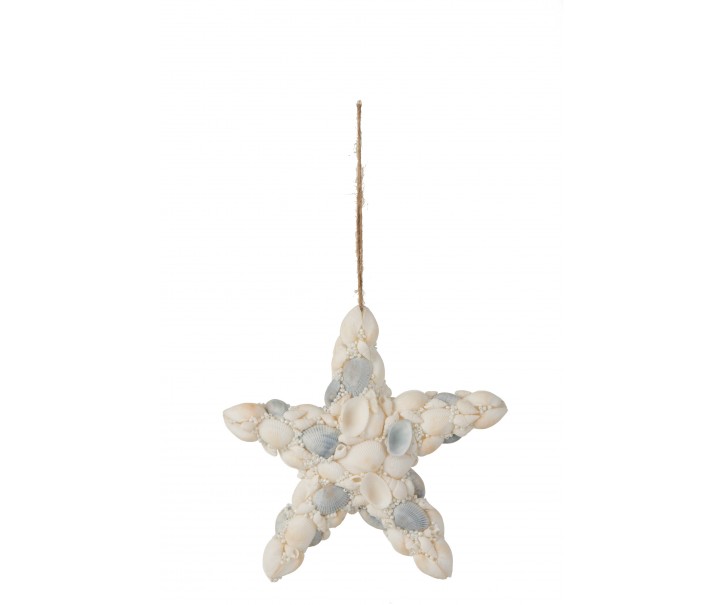 Závěsná dekorativní hvězdice z mušliček - 16,5*16*4,5 cm