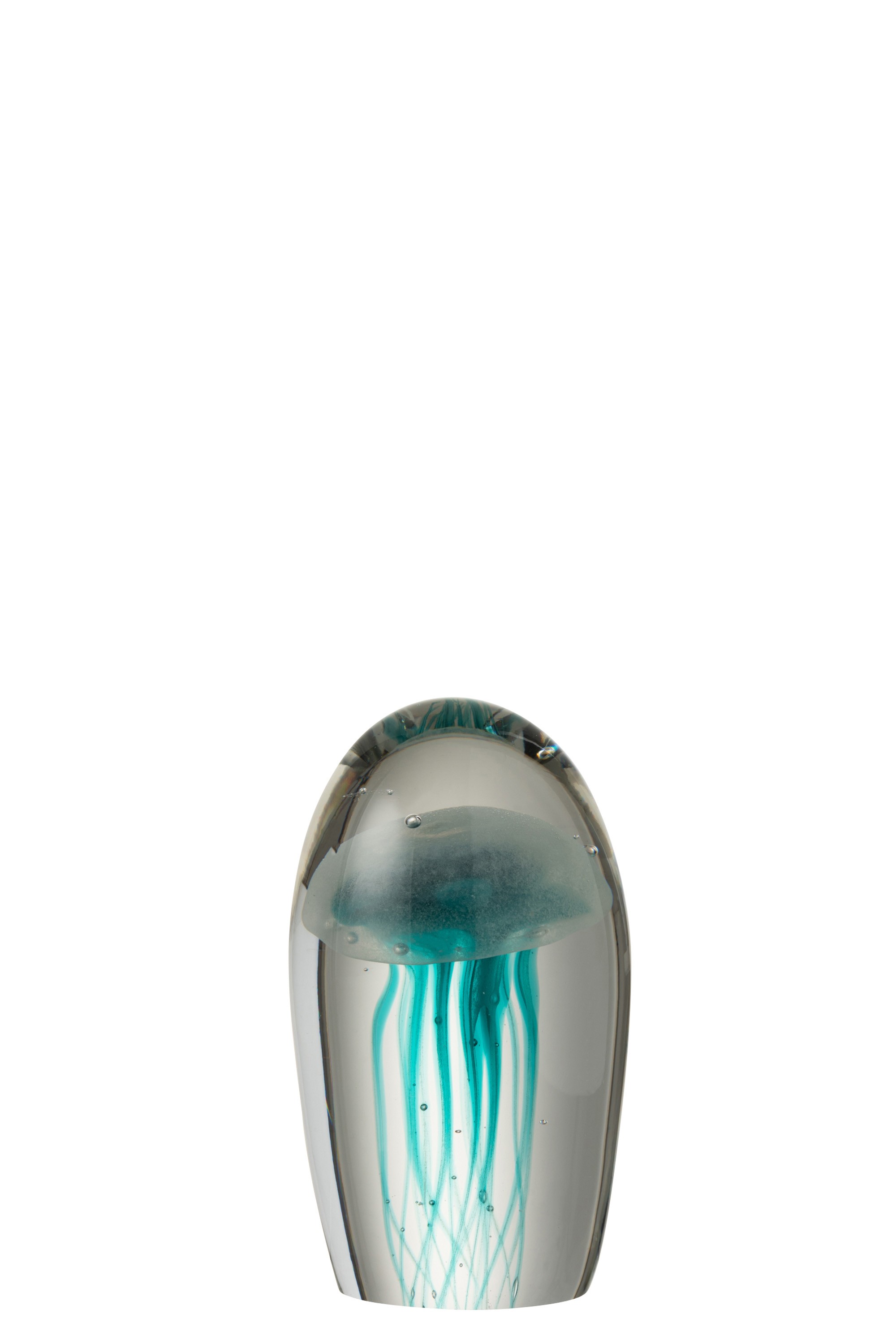 Skleněné těžítko s modrou medúzou S - 9,5*9,5*17 cm 3752
