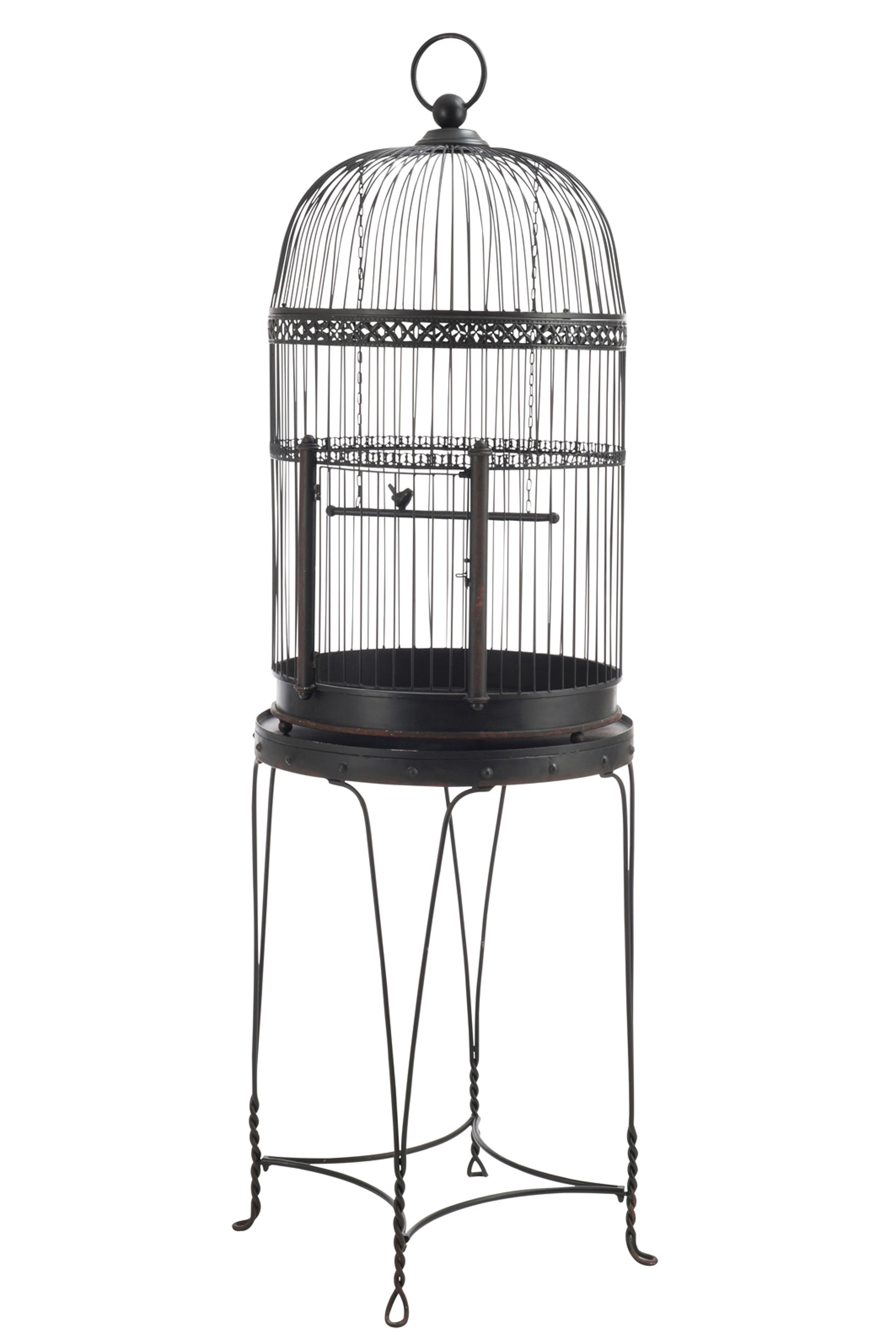 Černá kovová dekorativní klec pro ptáčky  - 54,5*54,5*175,5 cm J-Line by Jolipa