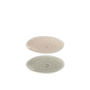 2 ks dezertních talířků Taupe se spirálou a popraskáním - 15*15*2 cm