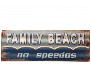 Kovová cedule Family Beach - 111,5*2,5*40 cm