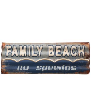 Kovová cedule Family Beach - 111,5*2,5*40 cm
