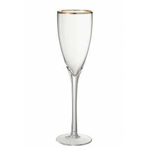 Sklenička na sekt se zlatým okrajem - 6,5*6,5*25 cm