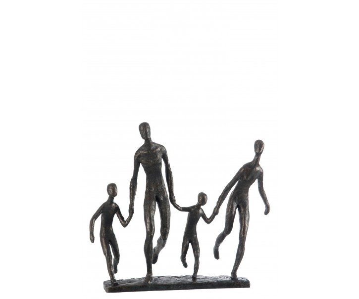 Kovové sousoší běžící rodiny - 34,9*12*31,2 cm
