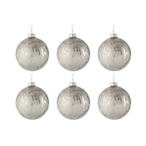 Sada stříbrných vánočních koulí s matnou patinou ( 6ks) - 8*8*8 cm
