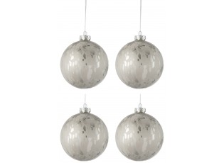 Sada stříbrných vánočních koulí s matnou patinou L ( 4ks) - 10*10*10 cm