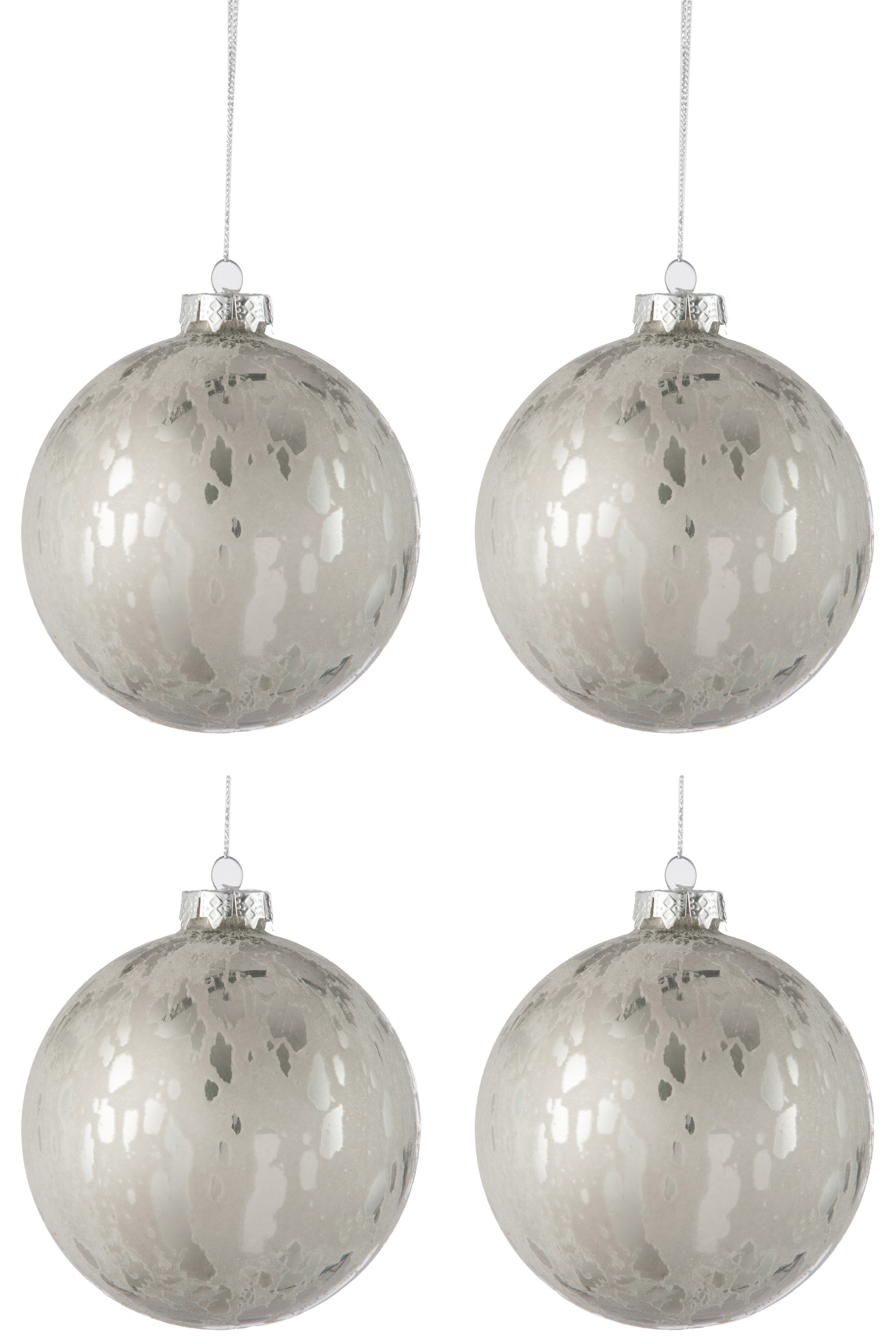 Sada stříbrných vánočních koulí s matnou patinou L ( 4ks) - 10*10*10 cm J-Line by Jolipa