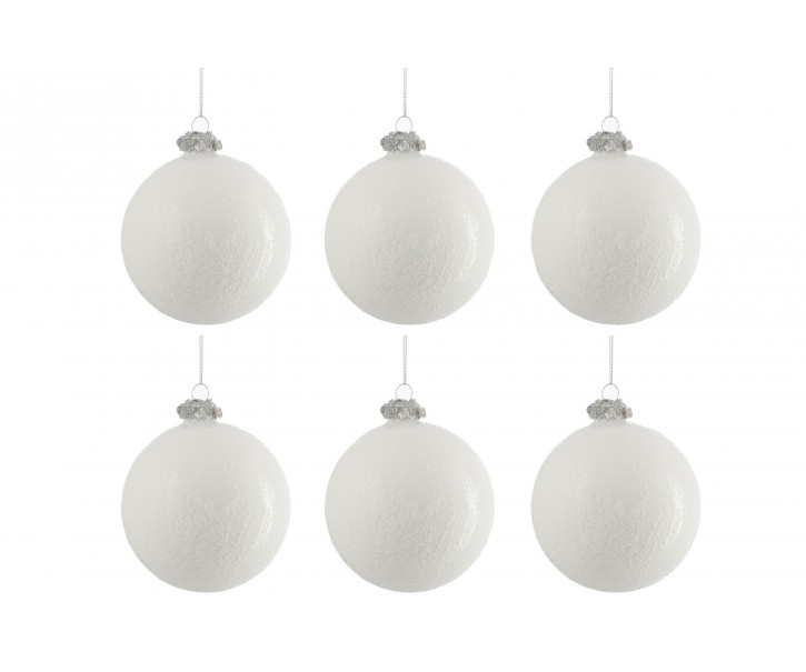 Sada bílých vánočních koulí s patinou ( 6 ks) - 28,5*20,5*9,5 cm