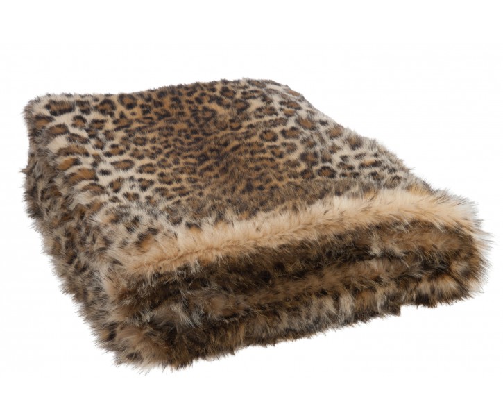 Chlupatá hnědá leopardí deka Cutie- 130*180*1 cm