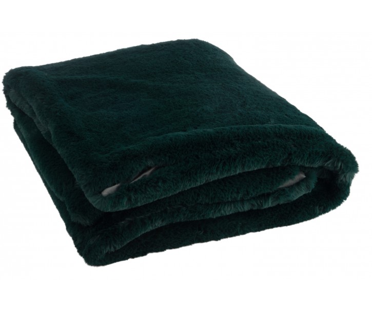 Tmavě zelená chlupatá deka Cutie - 180*130*3 cm