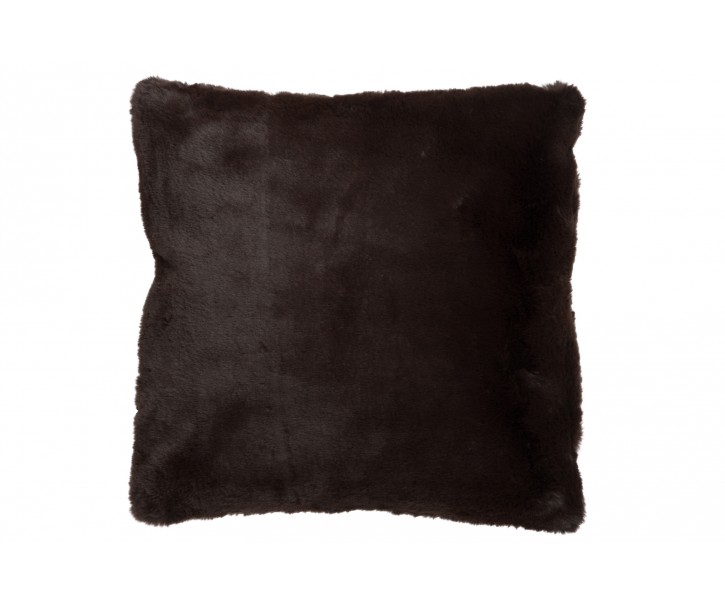 Tmavě hnědý chlupatý polštář Cutie - 45*45*4 cm