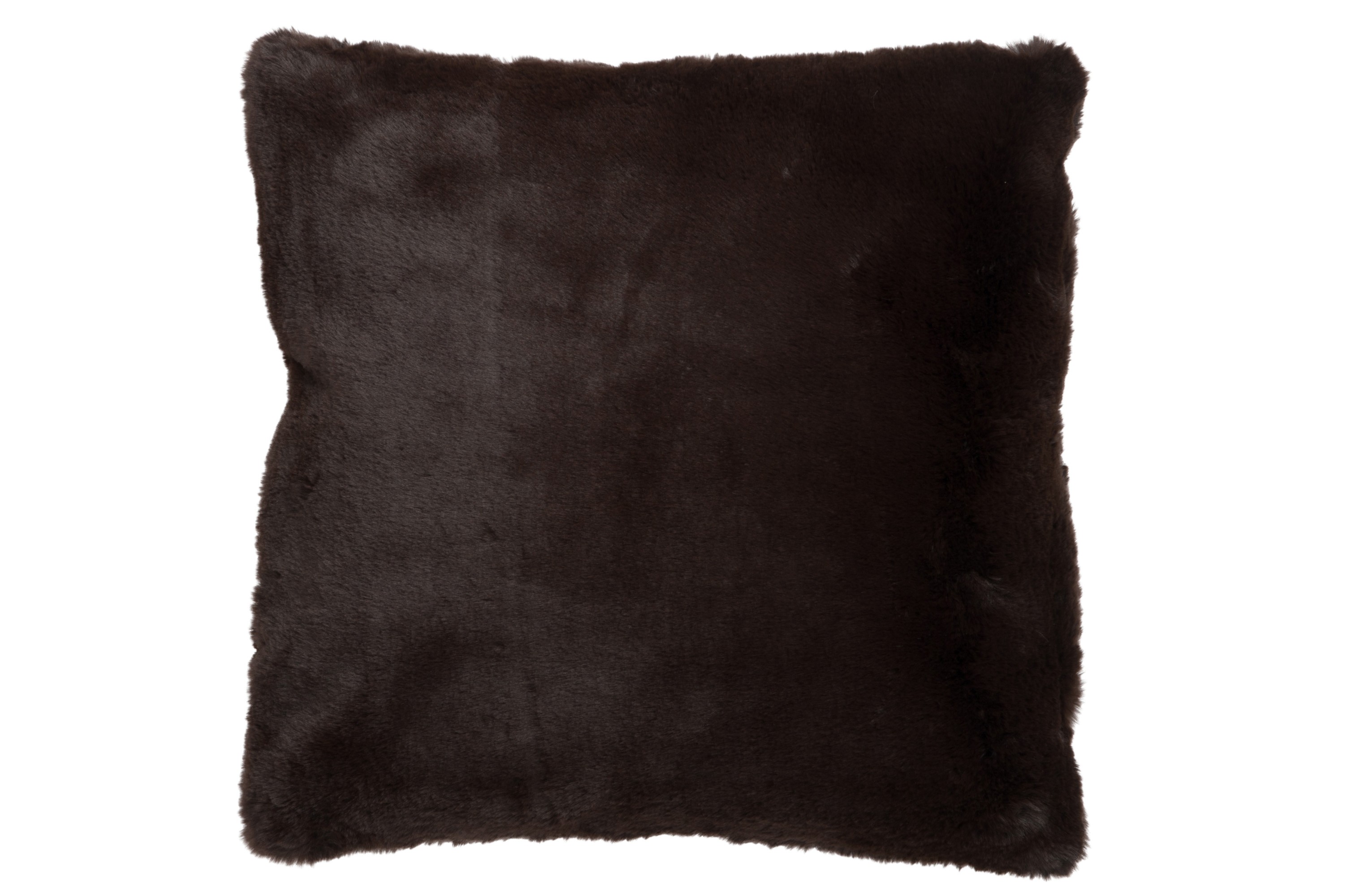 Tmavě hnědý chlupatý polštář Cutie - 45*45*4 cm J-Line by Jolipa