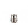 Stříbrně barevný kovový svícen s ornamenty M - 10,7*10,7*12,5 cm