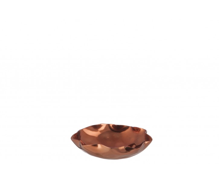 Vlnitá hliníková miska pod čajovou svíčku v barvě mědi - 11,5*11,5*2,5 cm