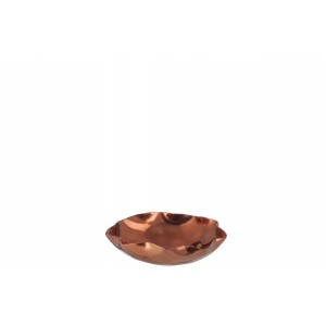 Vlnitá hliníková miska pod čajovou svíčku v barvě mědi - 11,5*11,5*2,5 cm