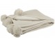Krémová deka s bambulkama - 170*130*1 cm