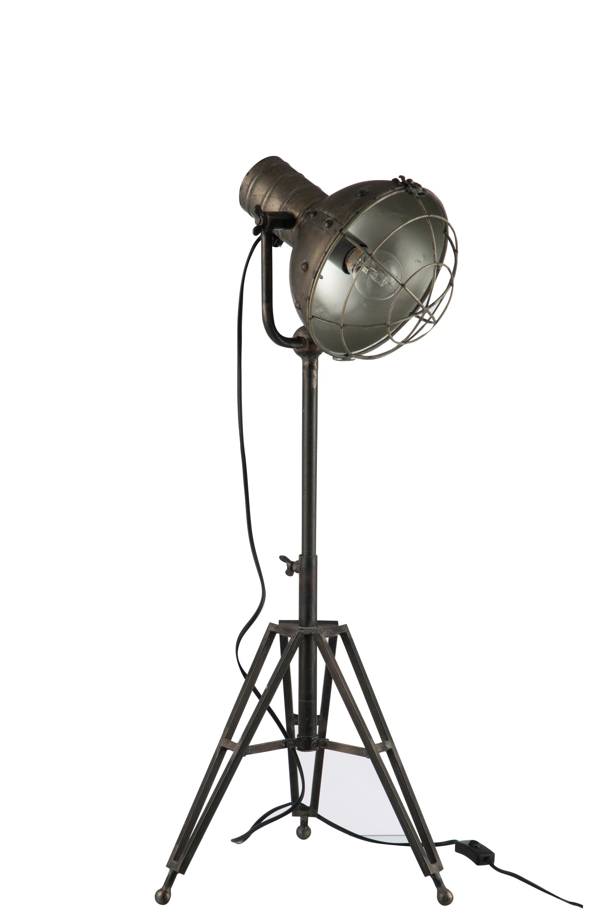 Stojací lampa kulatá v kovově šedé barvě - 35*30*93 cm