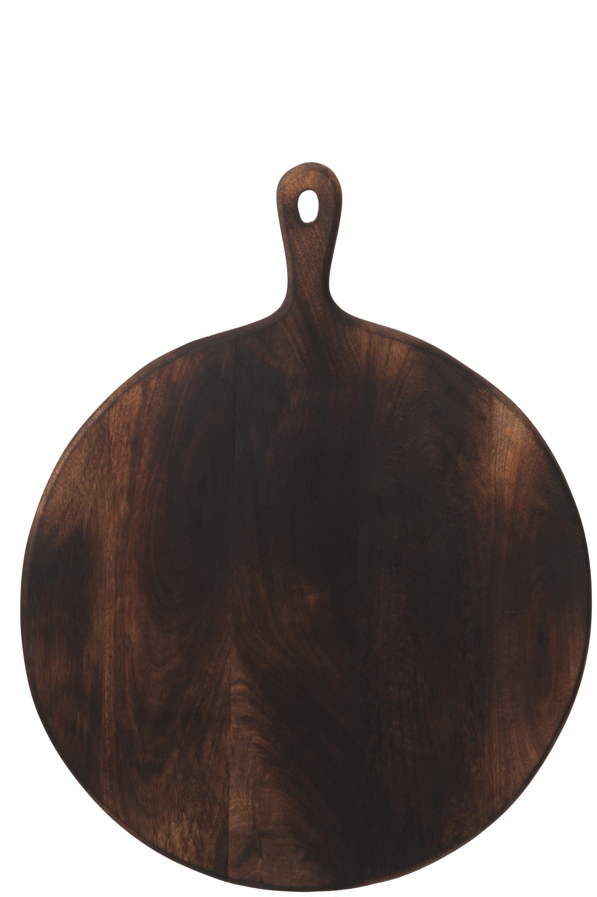 Tmavě hnědé kulaté prkénko s rukojetí - 50,5*39,8*1,7 cm