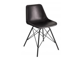 Černá designová židle Mocus potažená koženkou s kovovou konstrukcí - 46*49*79 cm