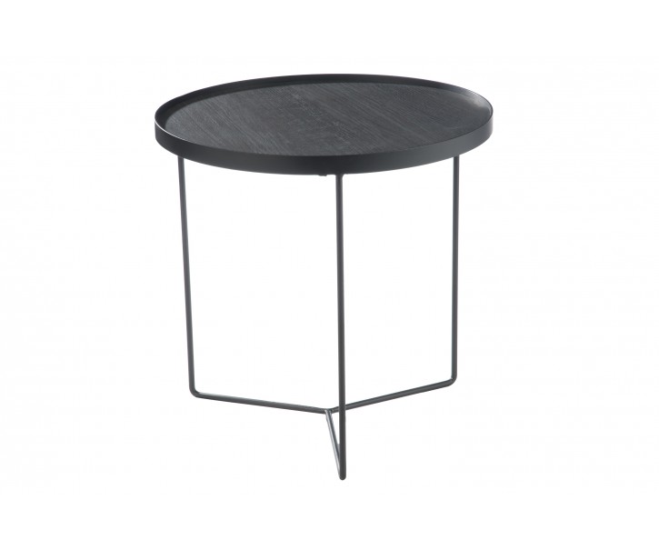 Dřevěný kulatý odkládací stolek s kovovou konstrukcí - Ø 50,5, v: 50 cm