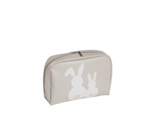 Béžová toaletní taška se zajíčky - 21*6,5*15 cm