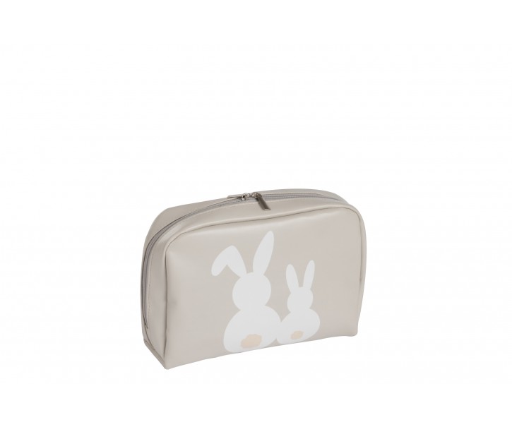 Béžová toaletní taška se zajíčky - 21*6,5*15 cm