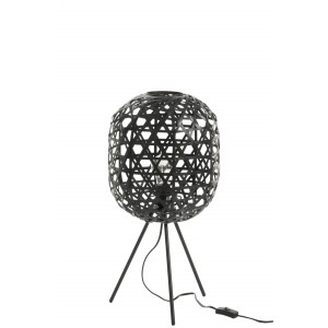 Vyplétaná černá stojací lampa Bambo z bambusových listů - Ø 29*59,5 cm