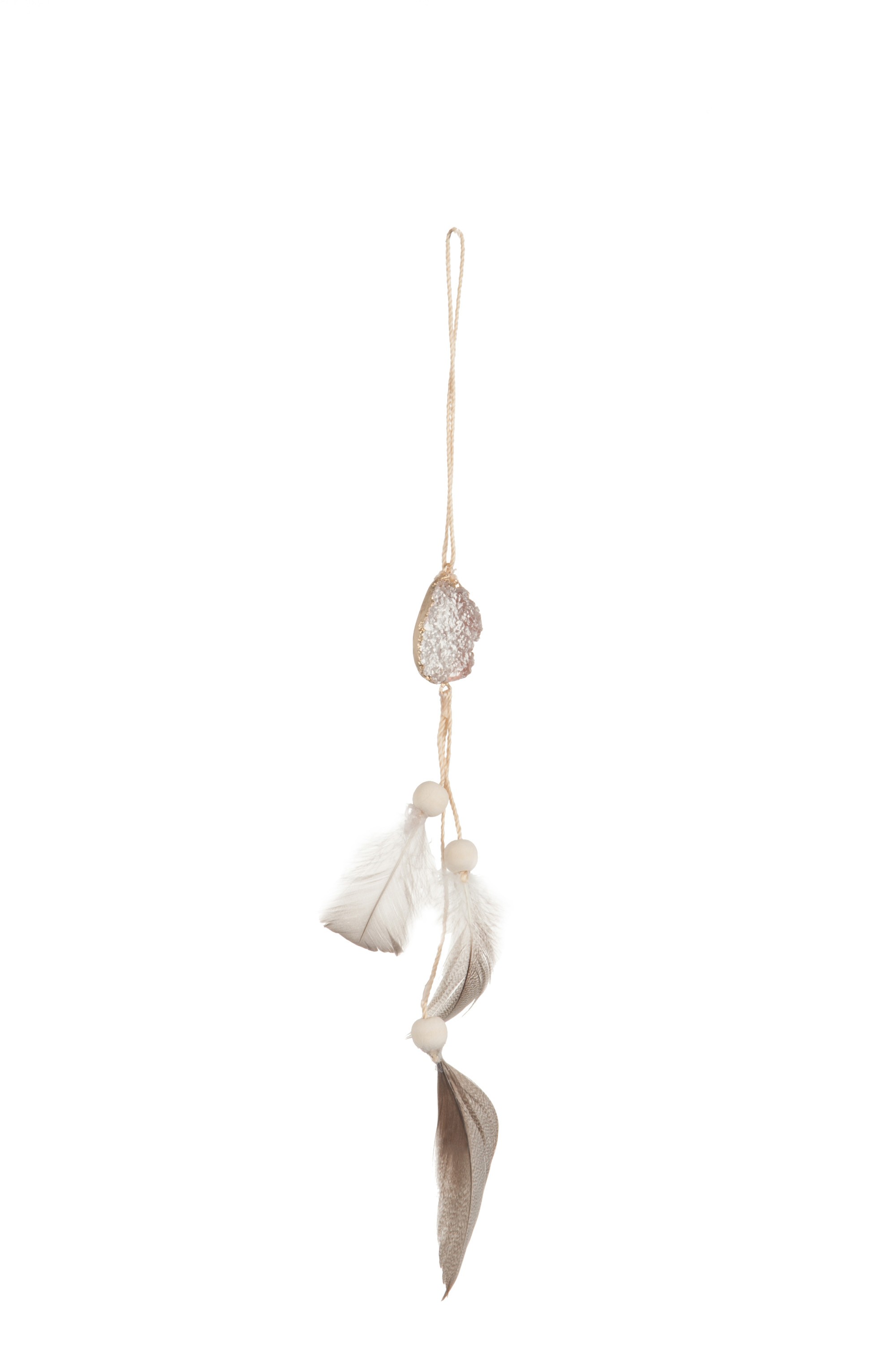 Závěsná dekorace pírka s kamínkem - 6*2*30 cm