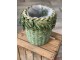Zelený květináč pletený z kukuřičných listů - 25*18*27cm