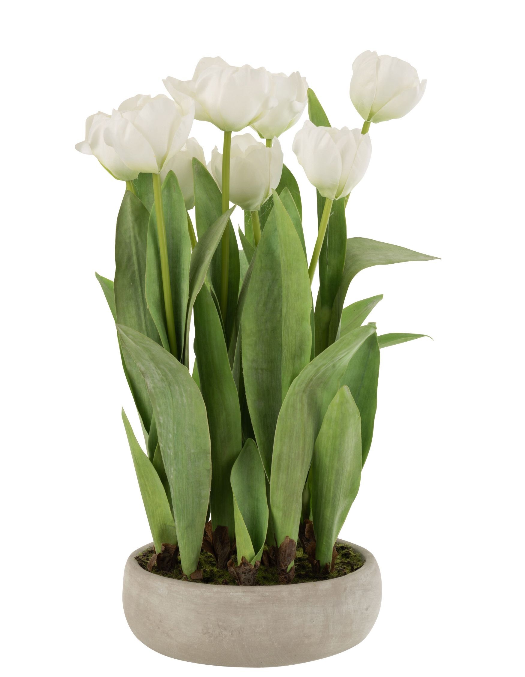 Bílá dekorační kytička Tulipány v květníku - 30*31*48cm 12484